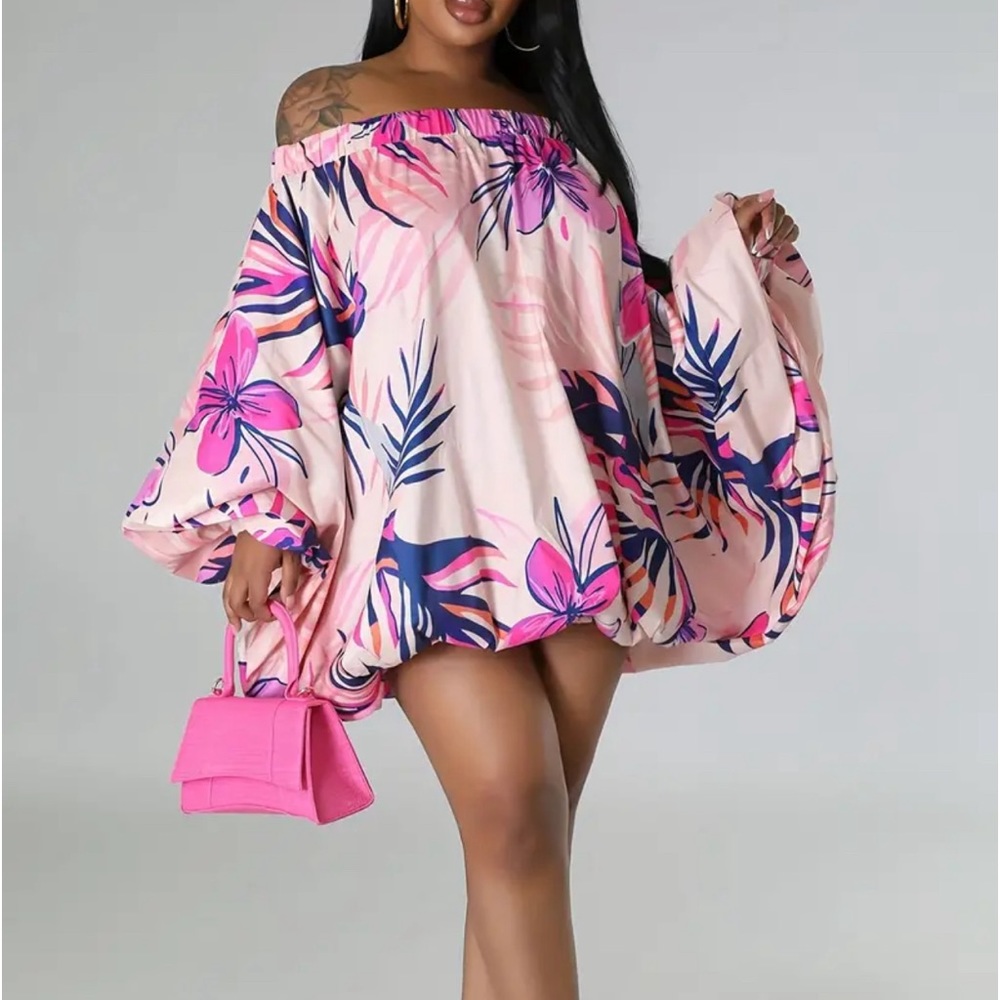 Bubble Dress  Loose Off The Shoulder Rainbow Cocktail Dress - Picture 2 of 4